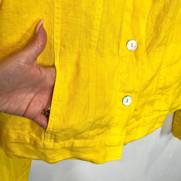 NWT Haris Cotton Long Sleeved 100% Linen Trucker Jacket Button up Size XL - Picture 3 of 10